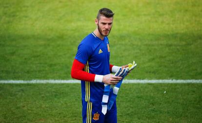 De Gea, a la sessió d'entrenament amb la selecció d'aquest dijous.