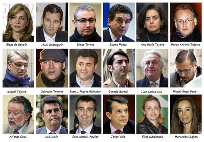 Los 18 acusados del 'caso Nóos'.
