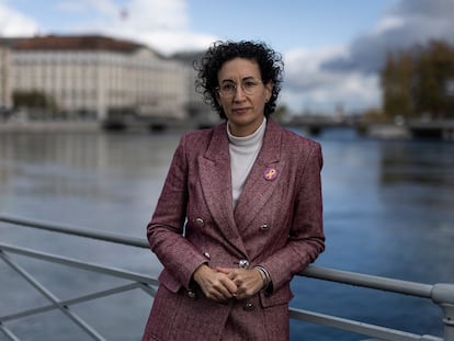 Marta Rovira, secretaria general d'Esquerra, el viernes en el puente de la Machine en Ginebra.