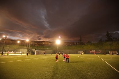 Un instante de la sesión de entrenamiento en el campo de La Finca.