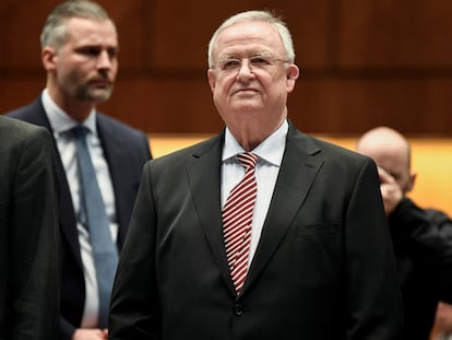 Martin Winterkorn, former chairman of Volkswagen, appears in court as a witness in an investor lawsuit over the carmaker's diesel emissions scandal, in Braunschweig, Germany February 14, 2024. REUTERS/Fabian Bimmer