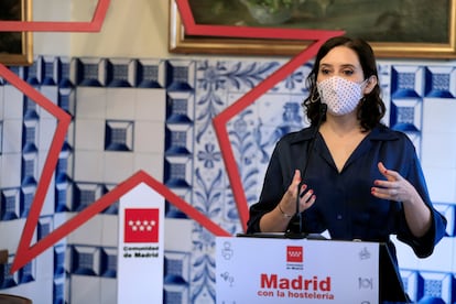 La presidenta de la Comunidad de Madrid, Isabel Díaz Ayuso, el martes en el restaurante Casa Botín.