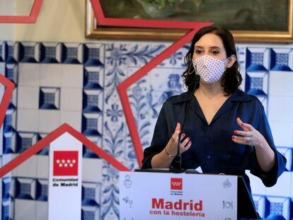La presidenta de la Comunidad de Madrid, Isabel Díaz Ayuso, el martes en el restaurante Casa Botín.