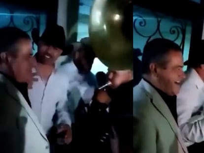 El alcalde del municipio de Jerez, Zacatecas, José Humberto Salazar Contreras, cantando narcocorridos en un video de redes sociales.