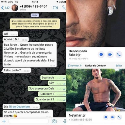 Parece que hay personas que se hacen pasar por Neymar y envían mensajes en su nombre a gente de su círculo o a representantes artísticos de otras celebridades. En esta imagen, el futbolista intentó desenmascarar a algunos de ellos denunciando esta práctica, exponiendo sus teléfonos y alertando a la gente de que no confíe en estos mensajes. Lo más curioso es pensar en cómo alguien que trabaja en la industria del deporte o el entretenimiento podría creerse que el propio Neymar, rodeado de un ejército de asistentes, iba a escribir mensajes a través de WhatsApp para pedir datos personales de terceros.