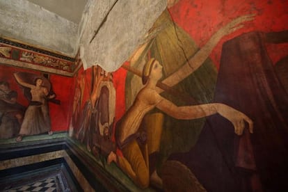 Interior de la Villa de los Misterios tras su rehabilitación en Pompeya.