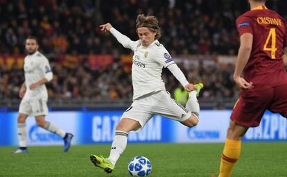 Luka Modric durante el partido ante la Roma.