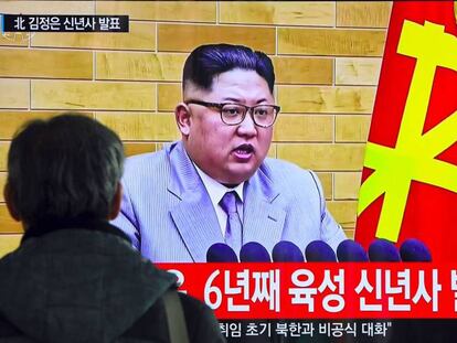 O discurso de Ano Novo de Kim Jong-um, em uma cadeia de televisão surcoreana.