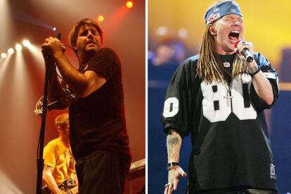 James Murphy de LCD Soundsystem, a la izquierda, y Axl Rose de Guns 'n Roses, a la derecha.