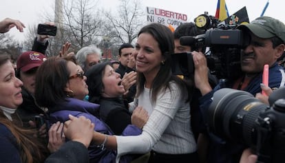 Machado, el viernes frente a la sede de la OEA.