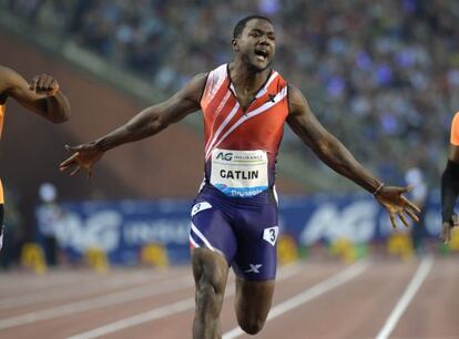 Justin Gatlin, en el mitin de Bruselas el pasado mes de septiembre.