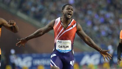 Justin Gatlin, en el mitin de Bruselas el pasado mes de septiembre.