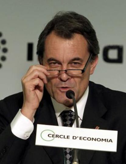 El presidente de la Generalitat, Artur Mas, durante su intervención en la inauguración esta tarde de las jornadas que organiza el Círculo de Economía en Sitges, en Barcelona.