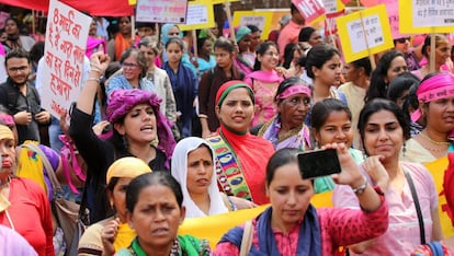 Celebraci&oacute;n del D&iacute;a Internacional de la Mujer en Nueva Delhi (India).