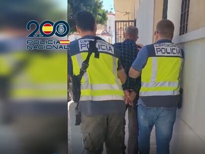 Agentes de la Policía Nacional detienen al delincuente conocido como "Dinamita Montilla", en un vídeo cedido por la Policía.