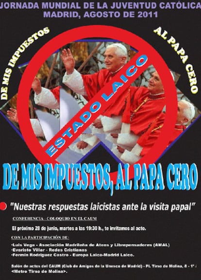 Imagen de la octavilla que firman organizaciones y colectivos que están programando algunos actos críticos con la visita del Papa a Madrid.