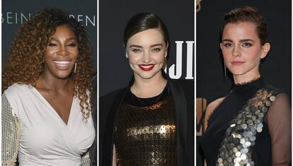 De izquierda a derecha: Serena Williams, Miranda Kerr y Emma Watson.