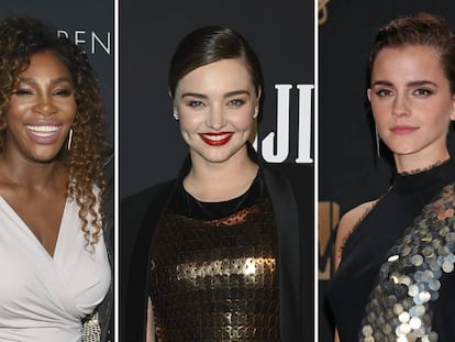 De izquierda a derecha: Serena Williams, Miranda Kerr y Emma Watson.