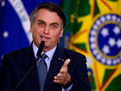 O presidente Jair Bolsonaro durante cerimônia de posse do ministro da Saúde, Eduardo Pazuello, no Palácio do Planalto, no dia 16 de setembro.