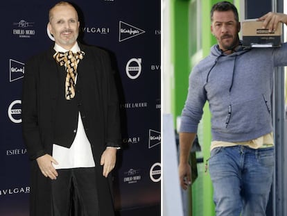 Miguel Bosé, a la izquierda, y Nacho Palau, en dos imágenes tomadas en 2018. 