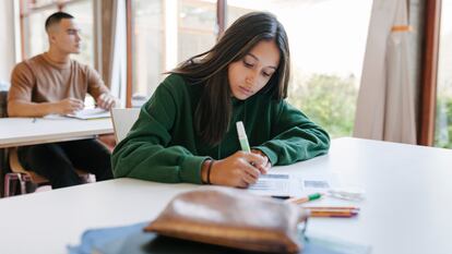 Una estudiante aplica un examen, en una fotografía ilustrativa.