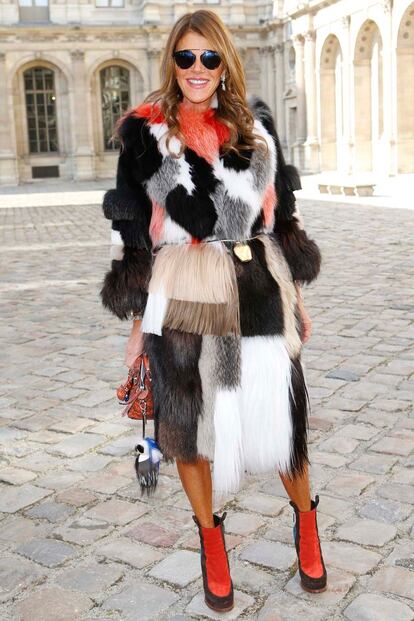 Anna Dello Russo y sus eclécticas mezclas no faltaron a Dior.