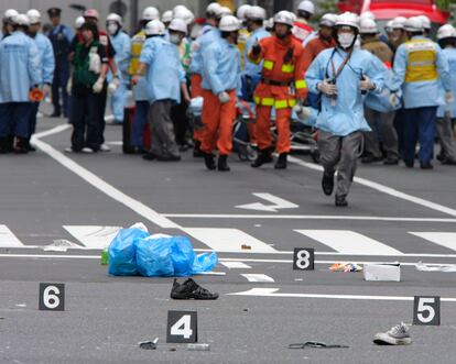 Escenario de la masacre de Akihabara, tras producirse el ataque, el 8 de junio de 2008.