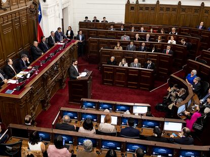 El presidente Gabriel Boric durante la ceremonia de instalación del Consejo Constitucional