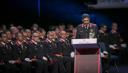 Josep Lluís Trapero, durante su discurso el Día de Les Esquadres.