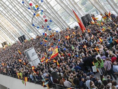 Asistentes al mitin de Valencia de este jueves.