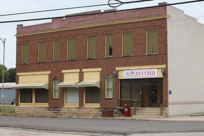 The offices of the Marion County Record sit across from the Marion County Courthouse in Marion, Kan., Sunday, Aug. 13, 2023, in Marion, Kansas.