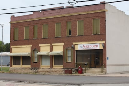 The offices of the Marion County Record sit across from the Marion County Courthouse in Marion, Kansas, on Aug. 13, 2023, in Marion, Kansas.