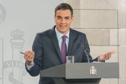 El presidente del Gobierno, Pedro Sánchez, tras el el último Consejo de Ministros de 2018. 