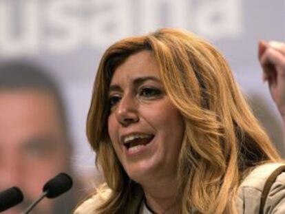 La líder del PSOE i presidenta del Govern andalús, Susana Díaz, en un acte de partit a Andújar (Jaén).