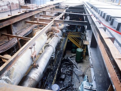 La central nuclear de Vandellòs I, tras el accidente del 19 de octubre de 1989.  