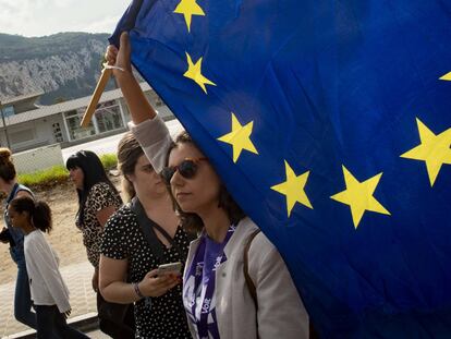 Protesta contra el Brexit en Gibraltar.