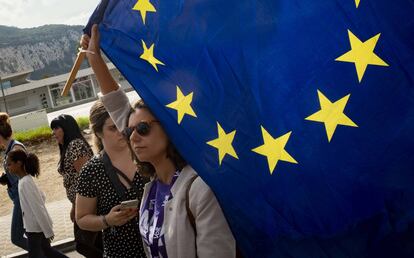 Protesta contra el Brexit en Gibraltar.