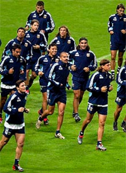Los jugadores de Argentina, en un entrenamiento.