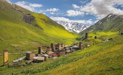 Vista del pueblo de Ushguli, en la región de Svanetia (Georgia).