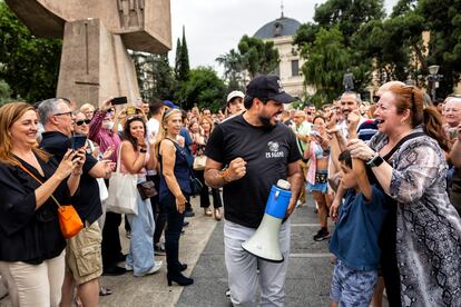 Mitin de Alvise Pérez el pasado 7 de junio en la plaza de Colón de Madrid.