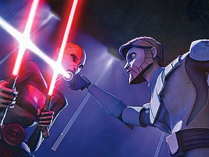 Escena de la nueva entrega de 'Star wars' en la que la invasión de los clones y las batallas aportan emoción hasta el final.