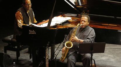 Wayne Shorter, durante su actuaci&oacute;n de ayer, en el Kursaal.