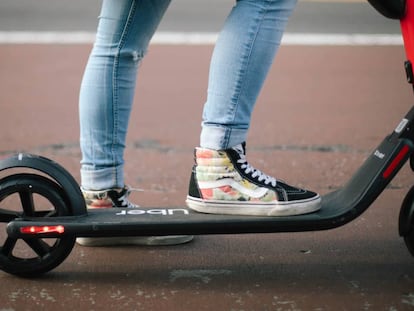 An Uber electric scooter.