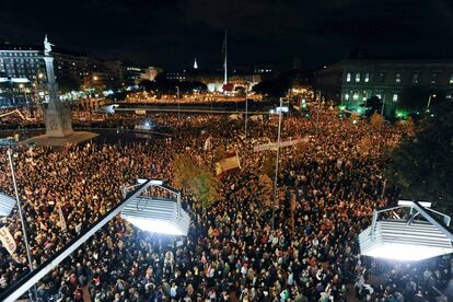 Huelga general del 14 de noviembre de 2012 en la Plaza de Colón de Madrid.