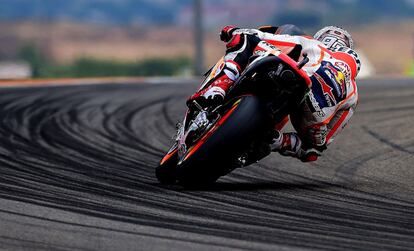 Marc Márquez, durante la segunda sesión de entrenamientos del Gran Premio de Aragón, en Alcañiz.