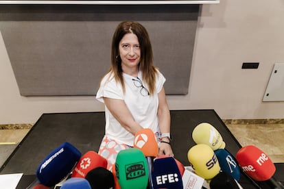 Leire Díez, en su comparecencia de este miércoles en Madrid.
