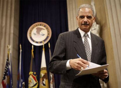 Eric Holder, durante su comparecencia en el Departamento de Justicia