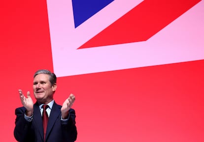 El líder del Partido Laborista, Keir Starmer, el 11 de octubre en el congreso de Liverpool.