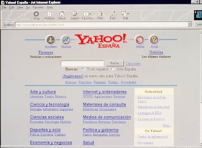 Los españoles veían de este modo la primera versión de Yahoo en español.