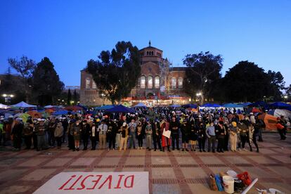 Protesta propalestina en el campus de la Universidad de California, en mayo de 2024. 